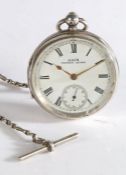 Victorian silver open face pocket watch by Kay & Co., the case Chester 1897, the white enamel dial
