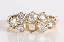 A diamond set ring, with seven diamonds to the head, one stone missing, 3.4 grams, ring size K