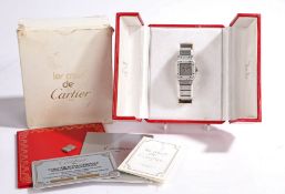 Cartier Santos stainless steel ladies wristwatch, circa 1983, with plain signed grey dial, automatic