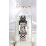 Cartier Tank Americaine 18 carat white gold ladies wristwatch, the signed white dial with Roman