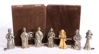 Christoph Widmann 835 silver nativity taper stick set, consisting of Mary holding the baby Jesus,