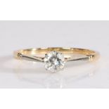 18 carat gold and diamond solitaire ring, the round cut diamond at approximately 0.5 carat, 2.2