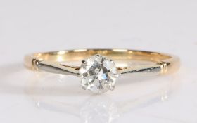 18 carat gold and diamond solitaire ring, the round cut diamond at approximately 0.5 carat, 2.2