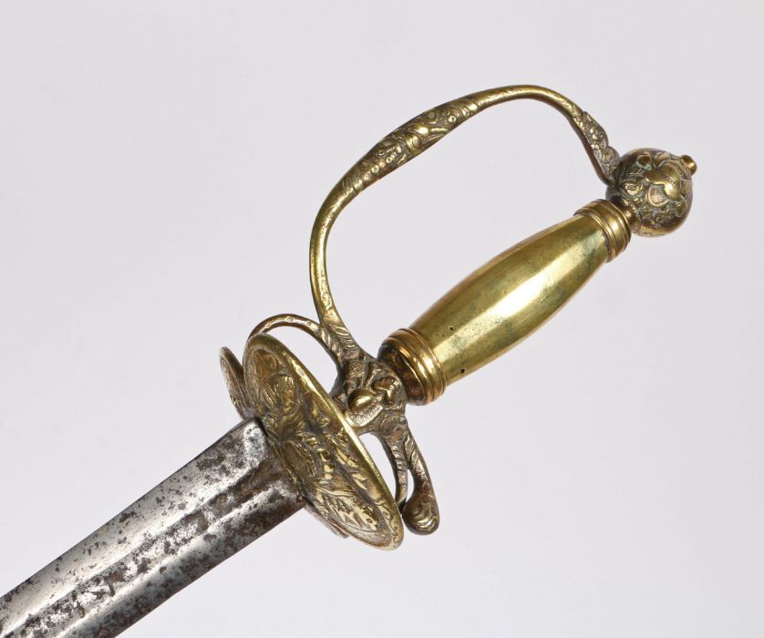 Eighteenth Century French Infantry Officers Small Sword, circa 1780, part fullered steel blade,