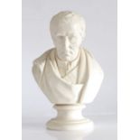 Victorian Parian ware bust of the Duke of Wellington, inscribed 'Joseph Pitts, London 1852',