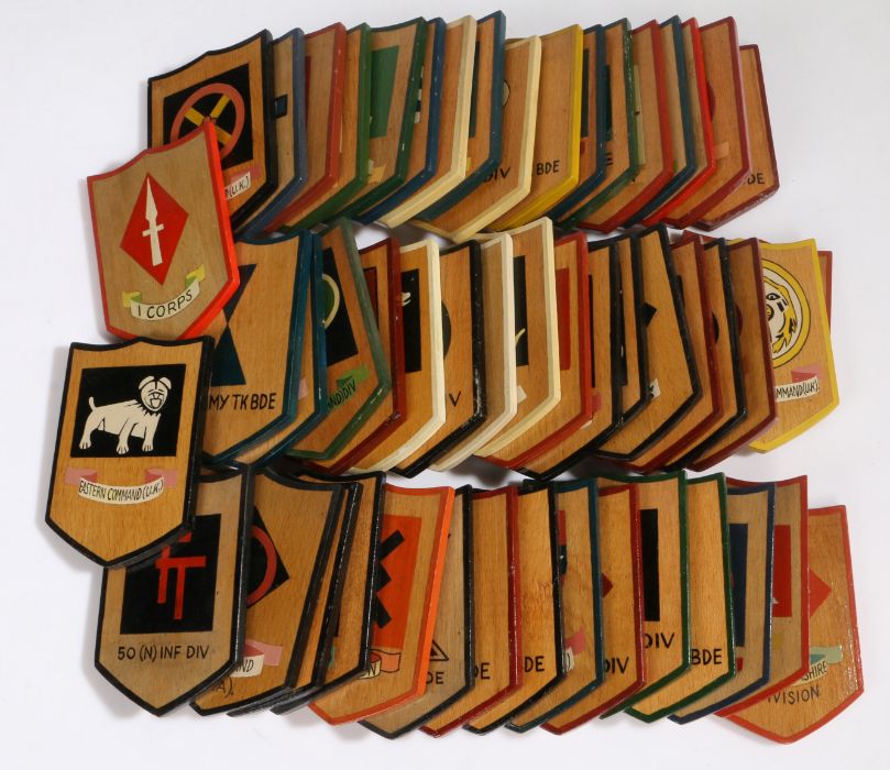 Collection of painted wooden shields bearing the Formation Signs of British units of the Second - Image 2 of 2