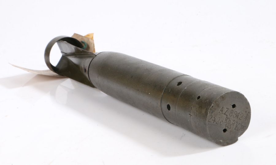 Second World War German incendiary bomb with AZ 8312/ Zuender fuze and safety plug, inert, from