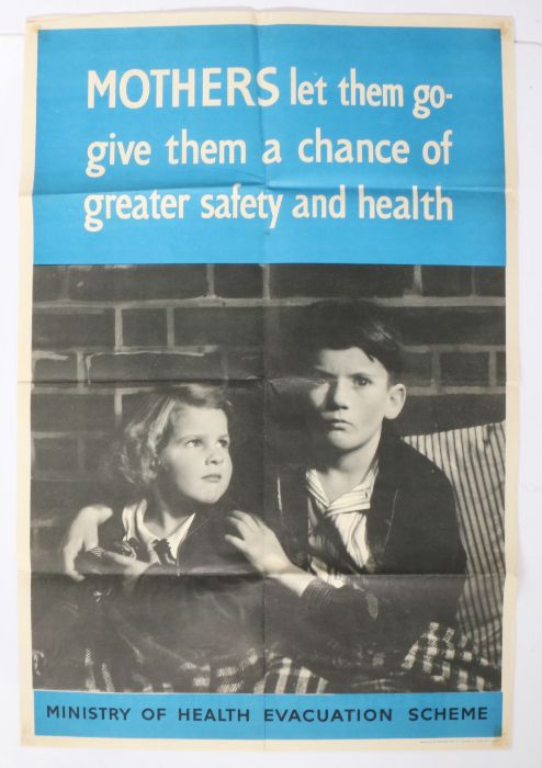Second World War Ministry of Health Evacuation Scheme poster circa 1940, 'Mothers Let Them Go',