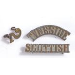 First World War 3 part shoulder title in gilding metal to the 21st (Service) Battalion the