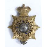 Royal Marine Light Infantry Officers Home service Helmet Plate, worn 1878-1901, Crowned eight