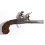 Circa 18th century Flintlock box lock pocket pistol by T. Goer, engraved lock signed with makers