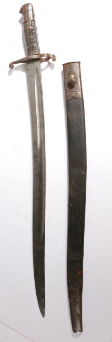 British 1856 Pattern Yataghan Sword Bayonet, maker (rubbed) to one side of ricasso, the number '