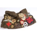 Unusual Second World War period souvenir piece in the form of a cap comforter with military and