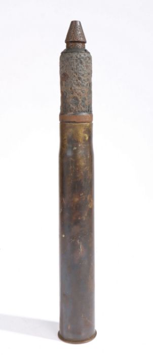 Second World War Russian 45mm High Explosive Anti Tank  projectile, shell case and fuze, base of