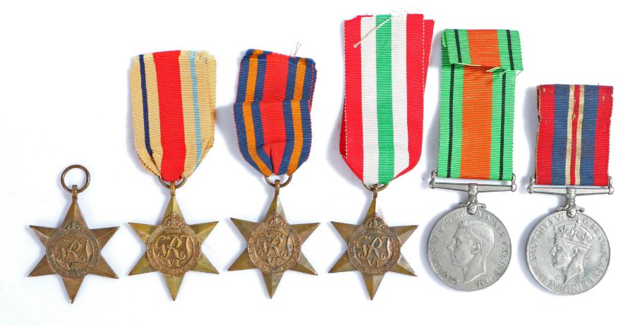 Second World War group of medals, 1939-1945 Star, Africa Star, Burma Star, Italy Star, Defence - Image 2 of 2