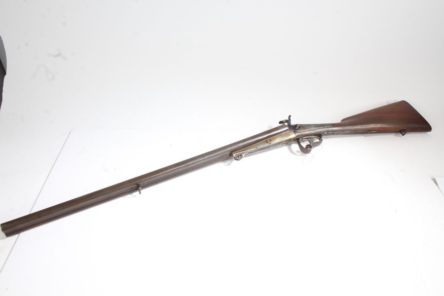 19th century double barrel pinfire shotgun, back locks signed 'VERRY, Bte' and 'A RENNES', side by - Image 3 of 4