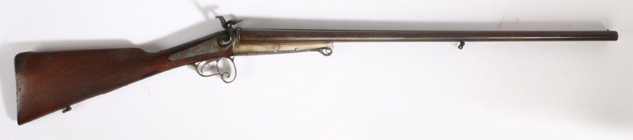 19th century double barrel pinfire shotgun, back locks signed 'VERRY, Bte' and 'A RENNES', side by