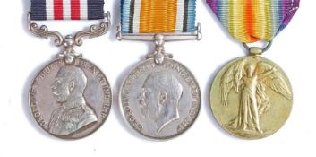 First World War Military Medal group of three, George V Military Medal (G-14942 PTE. L. CPL. T.W.