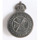 Second World War Australian Voluntary Aid Detachment cap badge, made by Stokes of Melbourne, maker