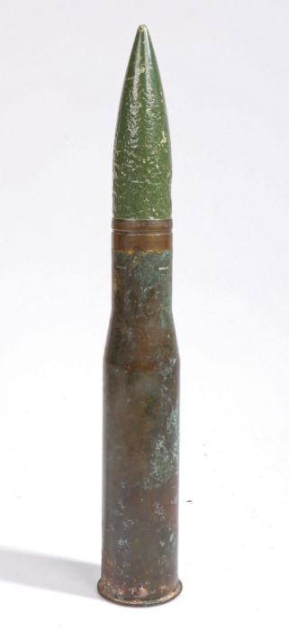 Second World War 37 mm M16 shell case with projectile, base of case dated 1942, inert