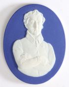 19th century Wedgwood jasperware portrait plaque of the Duke of Wellington, impressed to the reverse