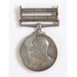 Kings South Africa Medal with clasps 'South Africa 1901' and 'South Africa 1902' (646 SERJT. M.