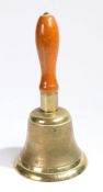 Air Raid Precautions bell (ARP) warning bell, with wooden handle, makers initials G and J, dated