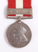 Canada General Service Medal with clasp 'Fenian Raid 1866', (PTE. P. GAUTHIER. ST. EUSTACHE R. CO.)