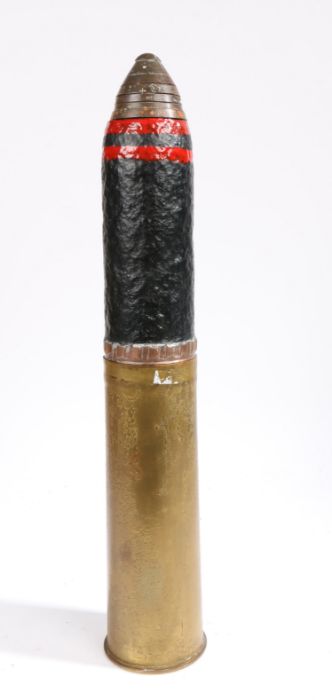 First World War British 18 Pdr Shrapnel Projectile, shell case and fuze, inert - Image 2 of 2