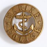 Early 20th century Marine Police, Malta, cap badge in gilding metal, period replaced loops from