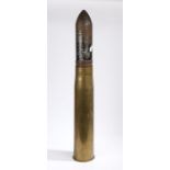 British 105mm HESH (High Explosive Squash Head) tank projectile and shell case, inert
