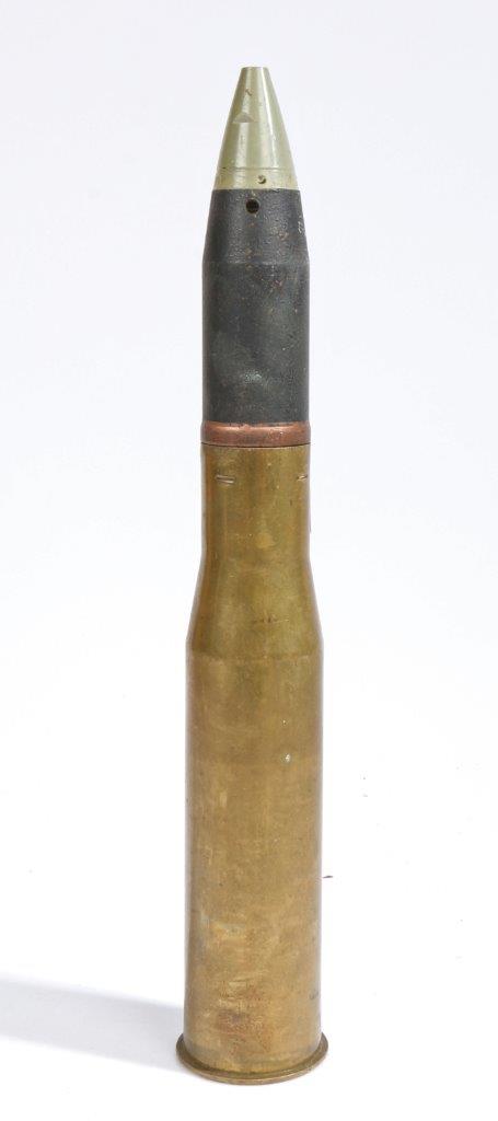 Second World War 37 mm M16 shell case with projectile and resin fuse, base of case dated 1942,