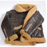 Reproduction Irving sheepskin flying jacket, hole to collar, 4" strip of sheepskin missing from hem