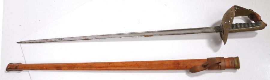 British 1897 Pattern Infantry NCOs Sword by Henry Wilkinson,  plain steel blade makers name to - Image 2 of 2