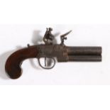 18th Century double barrel over and under flintlock pistol by Ryan & Watson, London, makers name