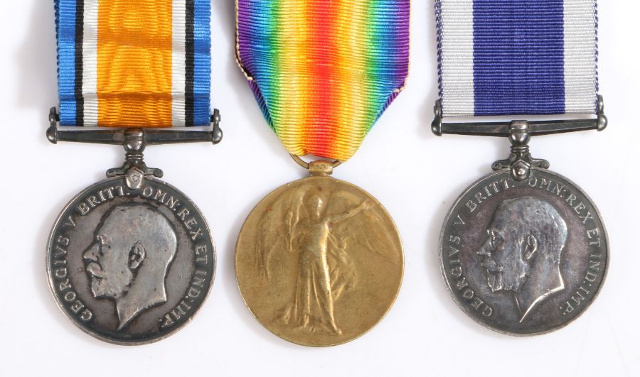Royal Marine Light Infantry Long Service trio of medals, 1914-1918 British War Medal and Victory