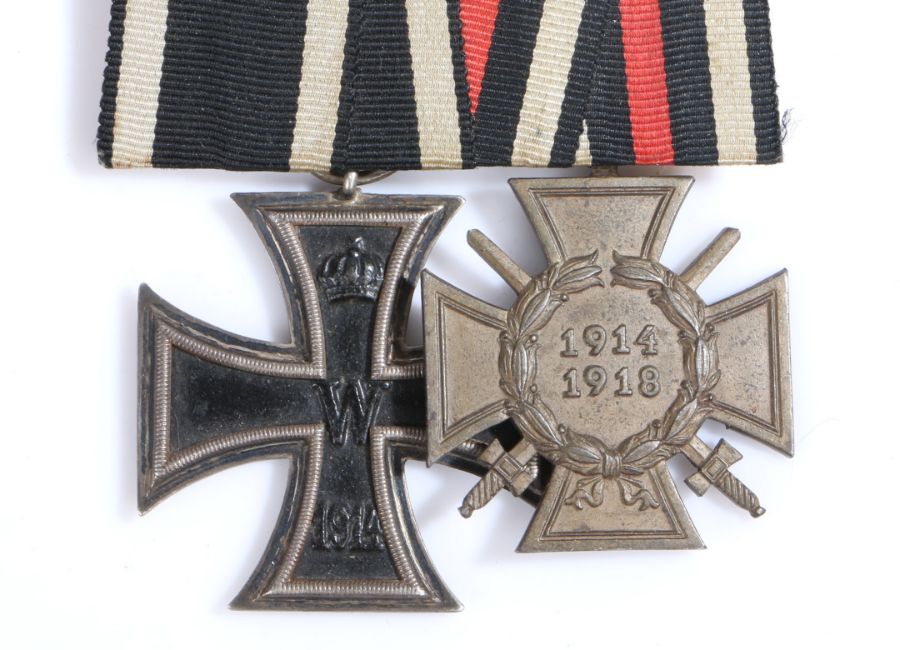 First World War German pair of medals, 1914 Iron Cross second class, maker marked on the
