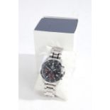 Casio Edifice WR100M gentleman's stainless steel wristwatch, model no. 5563, the signed black dial