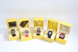 Five quartz fashion watches, to include example with skull dial (5)