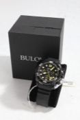 Bulova Sea King 300m 262KHz gentleman's black cased wristwatch, the signed black dial with