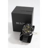 Bulova Sea King 300m 262KHz gentleman's black cased wristwatch, the signed black dial with