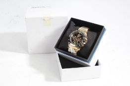 Seiko Chronograph 100M gentleman's gilt metal wristwatch, the signed grey dial with gilt baton
