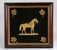 Mid 19th Century gilt metal profile depiction of a horse with foliate gilt metal corner mounts,