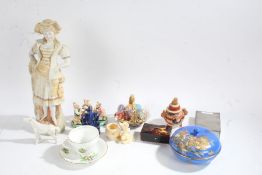 Collection of mixed works of art to include Harrods Tin, tortoise shell trinket box, ceramics etc (