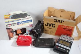 JVC Gr-AX280 video camera, together with an Amstrad Fidelity camera, two tins, booklets etc., (qty)