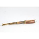 Early 20th century brass and wooden four draw telescope, 40cm long