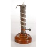 A 19th century French 'Rat de Cave', of typical spiral form, on turned wooden base, 20cm high.