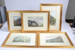 English School (19th Century) Views of the Lake District, group of five watercolours (5)