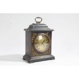 Blue Chinoiserie table/mantle clock, the brass dial with Roman numerals on a blue body decorated