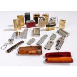 Collection of lighters & pocket knives including various Ronson examples; together with two cased